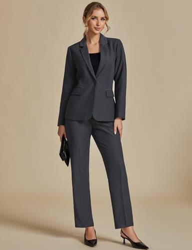 Luvamia Dressy Pantsuit for Women - Two Piece Charcoal Suit, Size X-Large (Fits 16/18) - Image 3