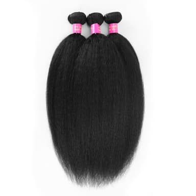 14 16 18 Kinky Straight Bundles Human Hair Yaki Straight Human Hair 3 Bundles 100% Unprocessed Brazilian Virgin Remy Hair Yaki Straight BundlesFor Black Women Natural Black Color - Image 5