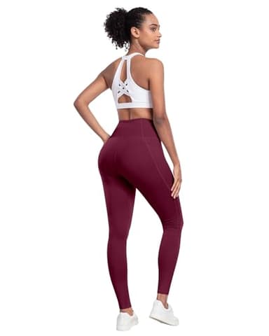 LZYVOO Leggings with Pockets for Women, 6 Packs Soft High Waisted Tummy Control Workout Yoga Pants(BlackGrayNavyWineGreenBrown-2XL) - Image 5