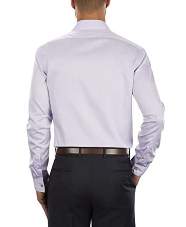 Calvin Klein Men's Slim Fit Non-Iron Herringbone Point Collar Dress Shirt, Lilac, 15" Neck 32"-33" Sleeve - Image 2