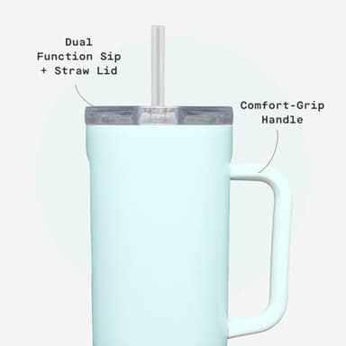Corkcicle Cruiser Insulated Tumbler - Keeps Drinks Cold 20 Hours - Triple-Insulated Stainless Steel - Spill-Proof Lid - Summer Drinkware Gift - Keeps Drinks Ice Cold - 40 oz - Gloss Powder Blue - Image 5