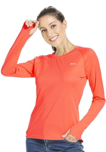 Willit Women's UPF 50+ Sun Protection Shirt Long Sleeve SPF UV Shirt Rash Guard Swim Hiking Fishing Tops Lightweight Tangerine M - Image 2