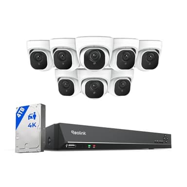 REOLINK 4K PoE Security Camera System Wired, 8pcs 8MP PoE Cameras, Smart Person/Vehicle Detection, 16CH NVR with 4TB HDD, H.265, 24/7 Recording, High Bitrate & Clear Stream, RLK16-800D8 - Image 1