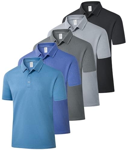 SWISSWELL 5 Pack Mens Polo Shirts Short Sleeve Moisture Wicking Golf Shirt Athletic Summer Casual Collared T-Shirt 3XL - Image 1