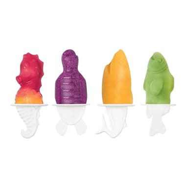 Tovolo Silicone Popsicle Molds with Sticks (Ocean Friends) - Ice Pop Molds with 4 Cavities for Homemade Flavored Ice Pops & Frozen Snacks - Popsicle Maker with Drip-Guards, Dishwasher Safe & BPA-Free - Image 1