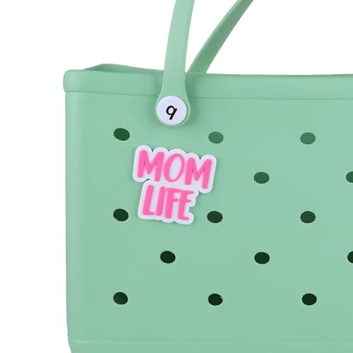 Vagocom MOM LIFE Charm Accessory for Bogg Bag,Insert Pink Letter Decoration Attachment for Rubber Beach Tote and Bag - Image 1