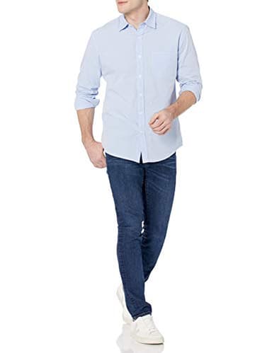 Amazon Essentials Men's Regular-Fit Long-Sleeve Casual Poplin Shirt, Light Blue, X-Large - Image 5