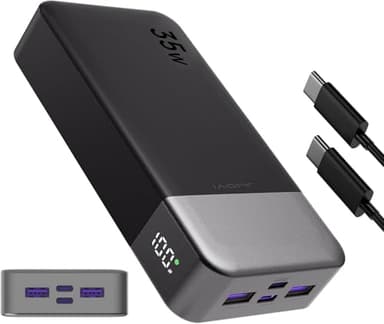 JUOVI Portable Power Bank 20000mAh, 35W Portable Charger, Battery Pack Fast Charging, PD3.0 QC4.0 Phone Battery Pack with LED Display for iPhone 16 15 14, Galaxy, Tablet, Switch, etc - Image 4