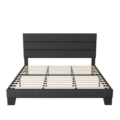 Allewie King Bed Frame Platform Bed with Fabric Upholstered Headboard and Wooden Slats Support, Fully Upholstered Mattress Foundation/No Box Spring Needed/Easy Assembly, Dark Grey - Image 8