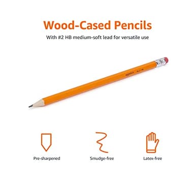Amazon Basics Woodcased Classroom 2 Pencils with Erasers, Pre-sharpened, HB Lead, Value Pack of 30 count, Orange - Image 3