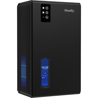 NineSky Dehumidifiers for Home, 95 OZ Water Tank, (1000 sq.ft) Dehumidifiers for Bathroom Bedroom Basement with Auto Shut Off,7 Colors LED Light(Black) - Image 1