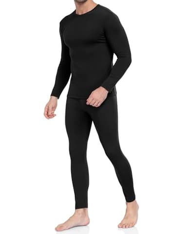 WEERTI Thermal Underwear for Men Long Johns with Fleece Lined Base Layer Men Cold Weather Top Bottom Black - Image 1