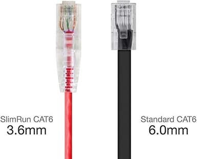 Monoprice Cat6 14ft Red Component Level Patch Cable UTP 28AWG 550MHz Pure Bare Copper Snagless RJ45 SlimRun Series Ethernet Cable - Image 2