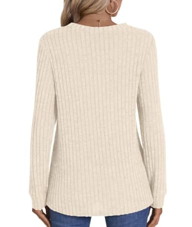 HOTGIFT Womens Sweaters Long Sleeve Casual Tunic Tops Fall Winter Shirts Loungewear Fashion Clothes 2025 Beige X-Large - Image 4