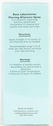 BASE LABORATORIES Piercing Aftercare Spray 4oz | Saline Spray for Piercings | Ear Piercing Cleaner Spray | Saline Solution for Piercings | Piercing & Keloid Bump Removal for Ears, Belly Nose Piercings - Image 14