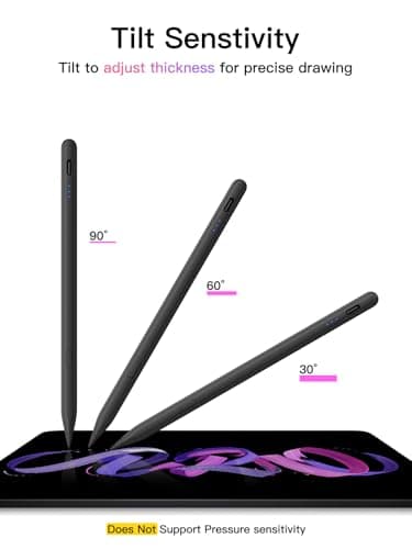 Stylus Pen for ipad 2018-2025, USB-C Fast Charging Pencil, Pixel-Perfect Tilt Sensitivity for iPad 11/10/9/8/7/6/A16, iPad mini 7/6/5, iPad Air M3/2 11"/13"/5/4/3, iPad Pro M5/4 13"/12.9″/11″ Black - Image 7
