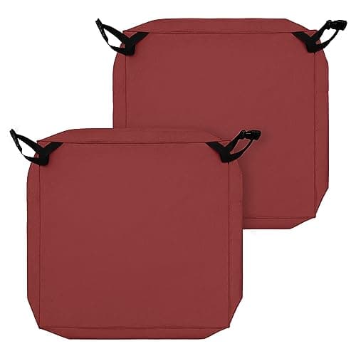 Easy-Going Waterproof Patio Seat Cushion Covers 24x24x4 inch 2 Pack Replacement Non-Slip Outdoor Cushion Slipcover with Zipper and Adjustable Straps for Outdoor Furniture, Covers Only, Red - Image 1