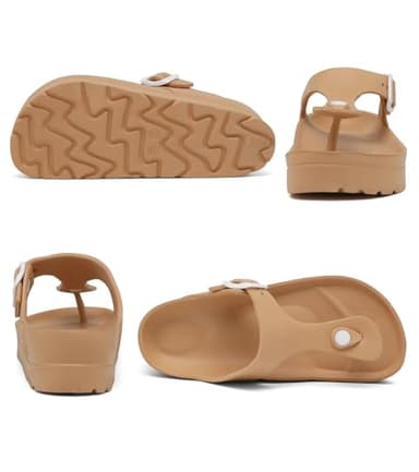 Womens Platform Flip Flops Adjustable Buckle Chunky Thong Sandals, Comfort Fashion Beach Thick Soles Slide - Image 2