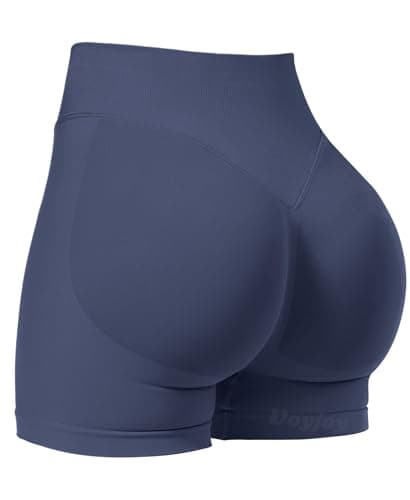 VOYJOY Women Workout Impact Shorts 2.5"/ 3.6"/ 4.5"/ 6" Scrunch Butt Lifting Gym Seamless Booty Biker Shorts Blue Grey - Image 1
