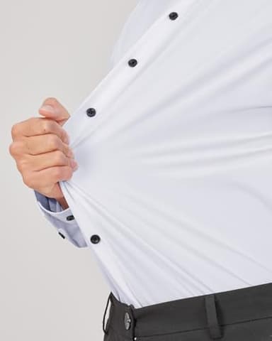 J.VER Men's Dress Shirts Stretch Long Sleeve Formal Shirt Solid Business Casual Button Down Shirts for Wedding Prom White - Image 2