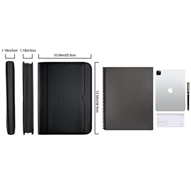 ProCase Portfolio Business Padfolio Folder with Zipper, Conference Meeting Executive File Legal Document Organizer with Pockets Letter Size A4 Writing Pad Notepad Padfolio -Black - Image 6