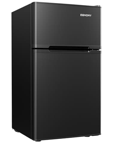 EUHOMY Mini Fridge with Freezer, 3.2 Cu.Ft Mini Refrigerator, Dorm Fridge with 2 Door For Bedroom/Apartment/Office-Food Storage Cooling Drink, Black - Image 1