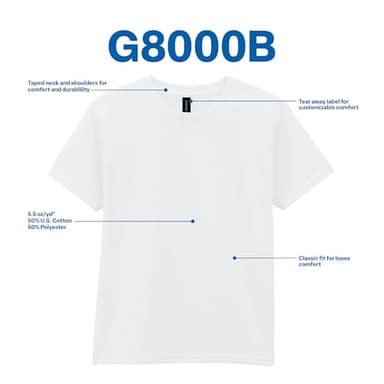 Gildan Youth DryBlend T-Shirt, Style G8000B, 2-Pack, White, Medium - Image 5