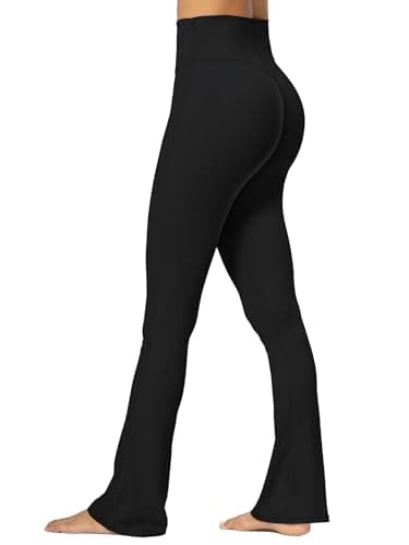 Sunzel No Front Seam Mini Flare Leggings for Women, Invisible Butt Scrunch Flared Yoga Pants with Tummy Control 30" Black Medium - Image 1