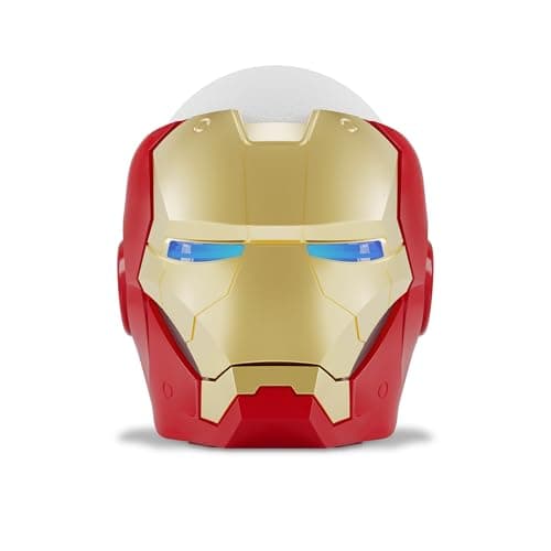 Echo Bundle: Echo Dot (5th Gen, 2022 release) | Glacier White and Limited Edition Marvel Iron Man Stand - Image 1