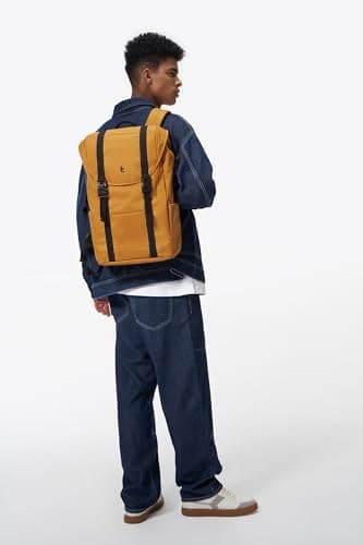 tomtoc Flap Laptop Backpack, Lightweight, Water-Resistant Casual Daypack, Durable Work-pack, Vintage Classic Rucksack for 13-15.6 Inch Laptop, perfect for Campus, Street, 22L Yellow - Image 2