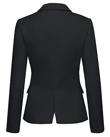 luvamia Women's Notched Lapel Neck Long Sleeves One Button Pocket Blazer Jacket Wear to Work Suit Women's Tuxedos Ladies Blazers Slim Blazer Jackets for Women New Black Size L - Image 2