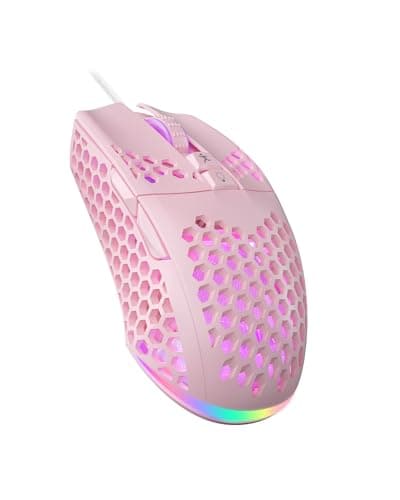 SOLAKAKA SM900 Pink Wired Gaming Mouse with Honeycomb Shell,12800 DPI,7 Programmable Buttons,Lightweight Gaming Mice Ergonomic Computer Mouse Gaming for Windows/PC/Mac/Laptop Gamer - Image 1