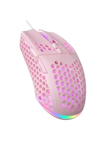 SOLAKAKA SM900 Pink Wired Gaming Mouse with Honeycomb Shell,12800 DPI,7 Programmable Buttons,Lightweight Gaming Mice Ergonomic Computer Mouse Gaming for Windows/PC/Mac/Laptop Gamer - Image 1
