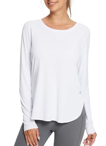 baleaf Women's Sun Shirts UPF 50+ Long Sleeve Hiking Tops Lightweight Quick Dry UV Protection Outdoor Clothing White S - Image 1