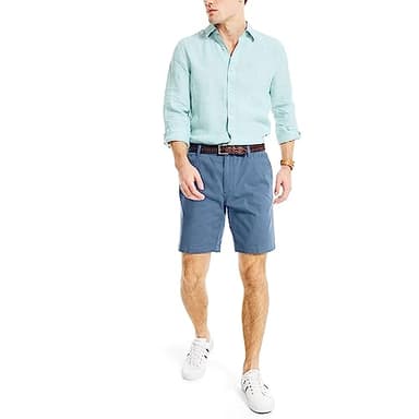 Nautica Men's Classic Fit Flat Front Stretch Solid Chino 8.5" Deck Shorts, Blue Indigo, 44W - Image 4