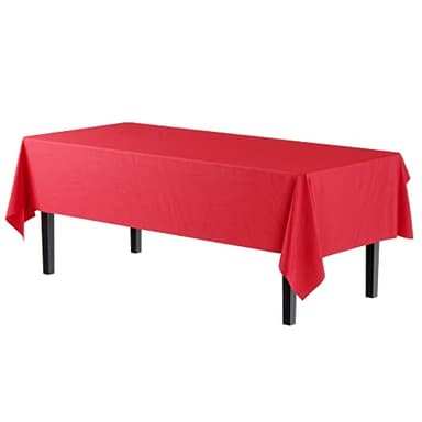 Party Solids 6-Pack Premium Plastic Tablecloth 54in. x 108in. Rectangle Plastic Table Cover - Red - Image 2
