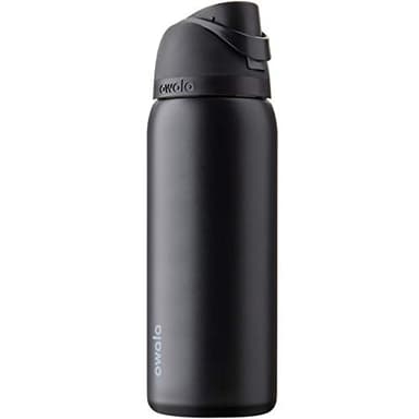 Owala FreeSip Insulated Stainless Steel Water Bottle with Straw, BPA-Free Sports Water Bottle, Great for Travel, 32 Oz, Very, Very Dark - Image 1