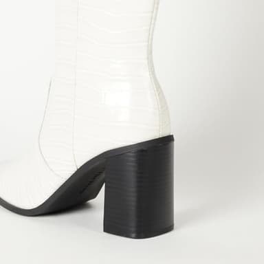 The Drop Women's Cassandra Knee-High Western Boot, Ivory Croc, 7 - Image 3