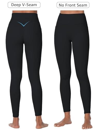Sunzel Sunzfly High Waist Yoga Pants with Pockets, Workout Leggings for Women Tummy Control, No Front Seam Yoga Leggings 26" Black Medium - Image 2