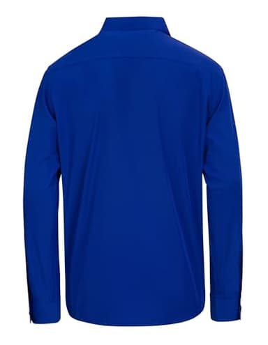 Yimoversal Men's Solid Soft Button Down Shirts Long Sleeve Casual Regular Fit Business Dress Shirt with Pocket Royal Blue S - Image 2