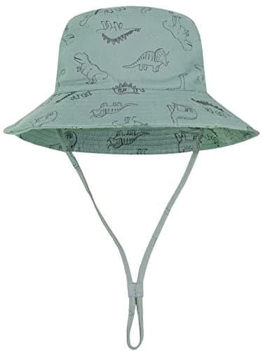 Baby Sun Hat Toddler Bucket Hats Summer Sun Protective Kids Beach Hats Wide Brim Outdoor Camping Hat for Boys Girls Dinosaur Light Green 2-4T - Image 2