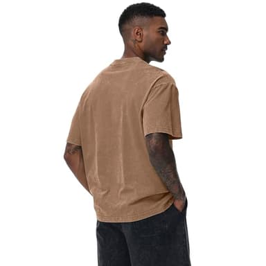 2 Pack Men's Oversized Cotton T-Shirts Loose Fit Vintage Tee Short Sleeve Casual Tshirts Solid Tops(BKCF,2XL) - Image 5