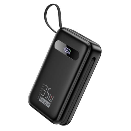 EnergyQC Power Bank, 20,000mAh 35W PD 3.0+QC 4.0 Fast Charging Portable Charger with Built-in Lightning & USB-C in&Out Cables, Battery Pack for iPhone 16/15/14 Series, Galaxy, iPad, AirPods, Black - Image 1