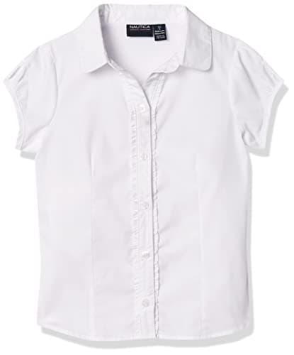 Nautica Plus Girls Ruffle Placket Blouse, White, X-Large - Image 1
