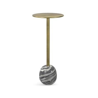 SIMPLIHOME Melene Modern Contemporary 12 inch Wide Metal Side Table in Gold/Grey for The Living Room and Bedroom - Image 1