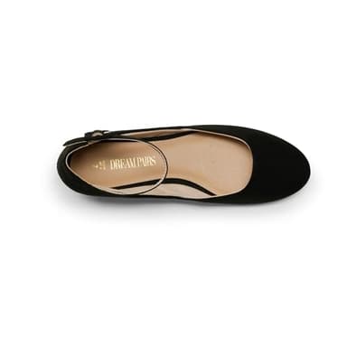 DREAM PAIRS Women's Dress Flats Ballet Low Wedge Round Toe Ankle Strap Comfortable Casual Flats Shoes,Size 6.5,Black/Suede,REVONA - Image 3