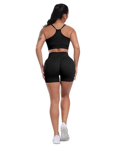 CHRLEISURE Women's 4 Packs Workout Gym Shorts, High Waisted Butt Lifting Scrunch Butt Seamless Booty Shorts(4Black,M) - Image 6