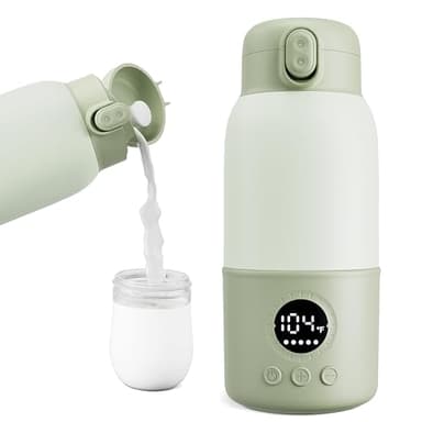 Portable Bottle Warmer for Travel, 2-Min Fast Heating Baby Bottle Warmer,12.8oz Formula Container to Go for Breastmilk, Formula Dispenser with Long-Lasting Keep Warm Function - Image 1