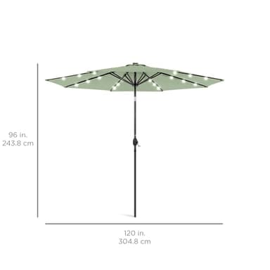 Best Choice Products 10ft Solar Polyester LED Lighted Patio Umbrella w/Tilt Adjustment and UV-Resistant Fabric - Sage Green - Image 7