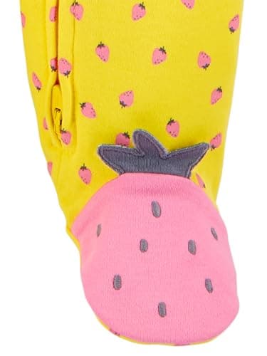 Simple Joys by Carter's Baby Girls' Cotton Sleep and Play, Pack of 2, White Giraffe/Yellow Strawberries, Newborn - Image 5